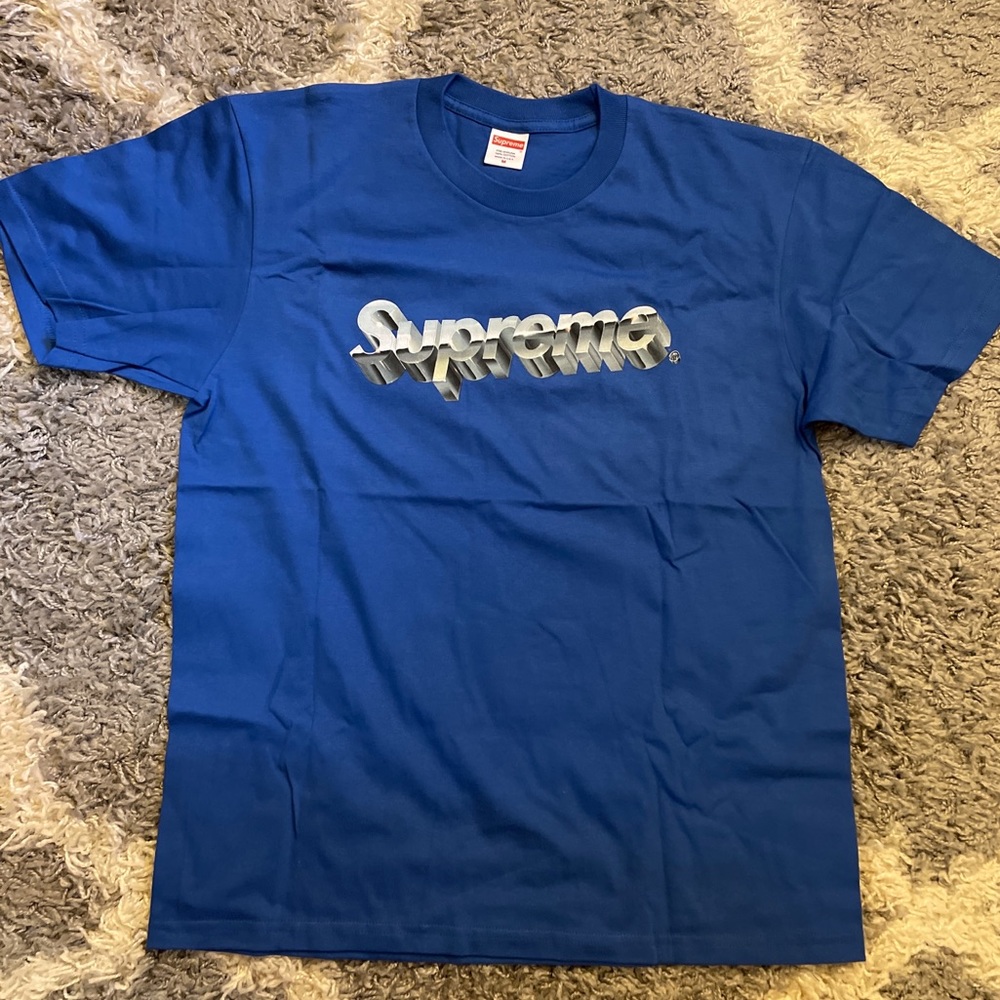 Supreme Chrome Tee Blue Size Medium New with tags